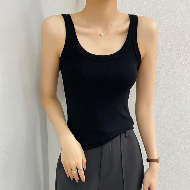 辣妹吊带上衣女2023夏季新款韩系u领背心无袖纯色修身内搭打底t恤,淘宝优惠券,粉丝福利购,淘宝优惠卷