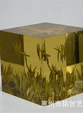 透明树脂摆件植物树脂内嵌永生茶叶方块现代居家书房办公室摆件