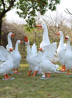 别墅庭院大型仿真鸭子模型玻璃钢雕塑摆件户外幼儿园景区景观装饰