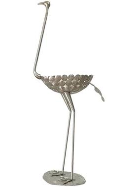 定制不锈钢鸵鸟雕塑艺术品店铺橱窗花艺装饰商场会所美陈落地摆件