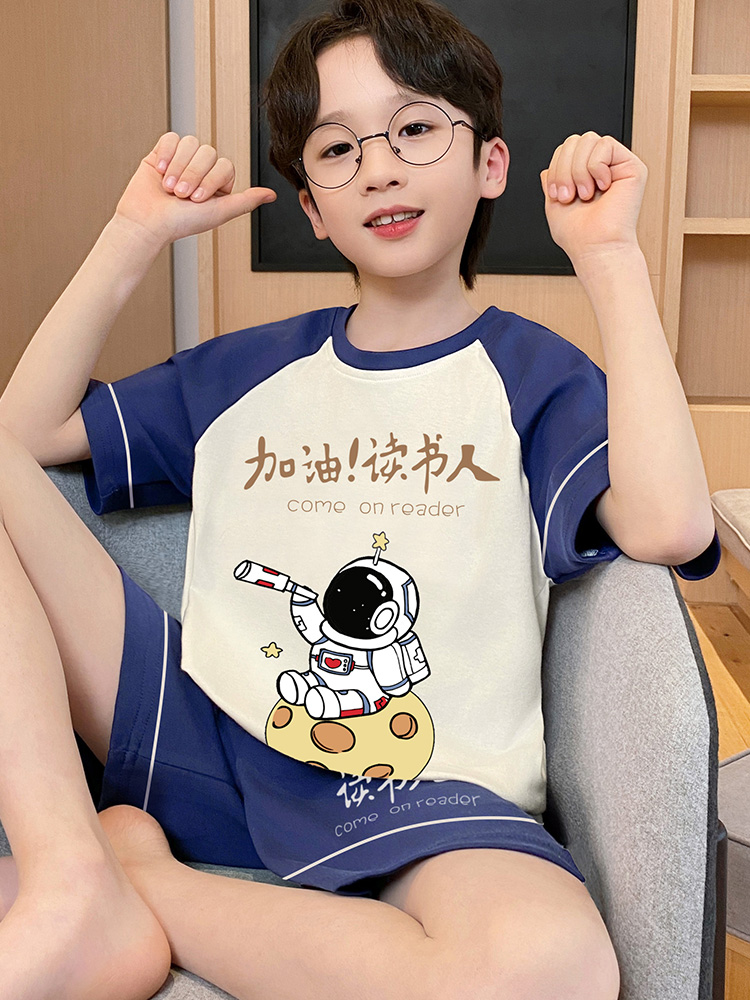 皮卡丘睡衣男孩青少年夏季薄款纯棉2024新款儿童夏天全棉男童套装-图2