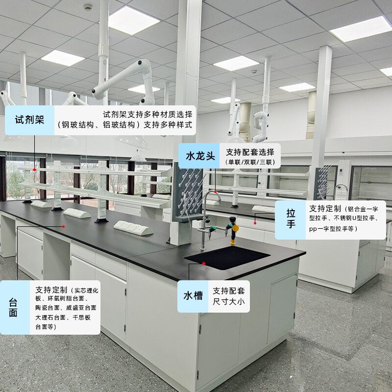 钢木实验台实验室工作台化验室操作台全钢边台中央全木通风橱柜 - 图1