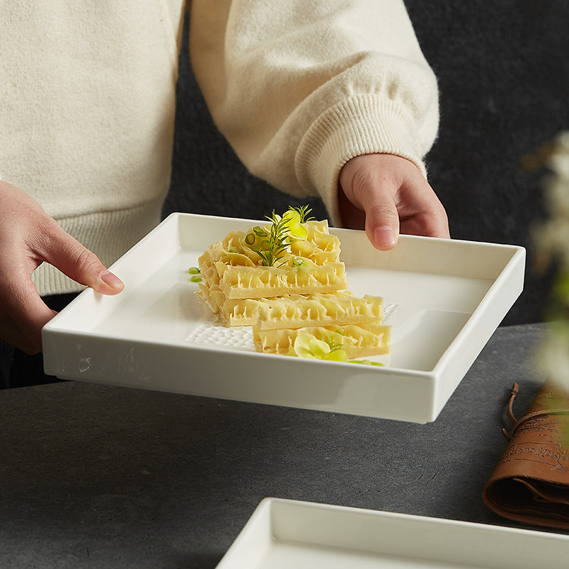 非洲之夜方形西餐盘高级感寿司盘轻奢白色酒店餐具日式火锅店盘子,淘宝优惠券,粉丝福利购,淘宝优惠卷