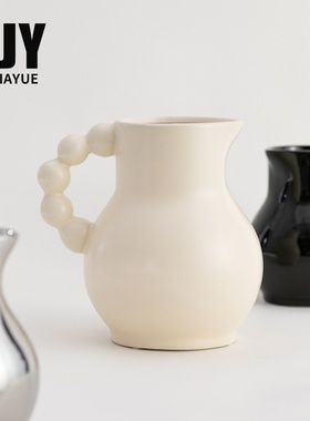 栢嘉越法式气泡提手奶壶陶瓷花瓶 简约ins风家居民宿花器装饰摆件