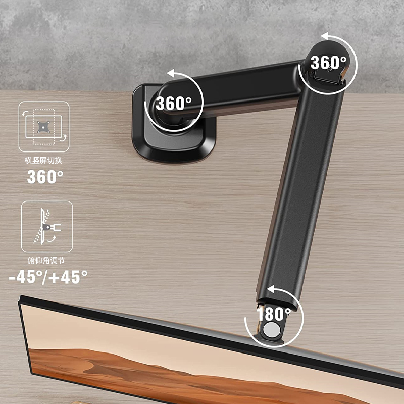 电脑显示器支架机械臂桌面旋转屏幕可悬臂底座免打孔双屏台式托架 - 图1