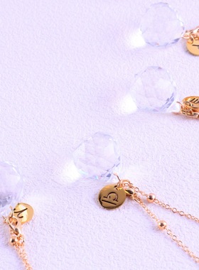 欧美跨境时尚十二星座极光宝石项链 小众精致高级感水滴形锁骨链