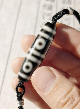 默生文玩四眼天珠挂绳横穿