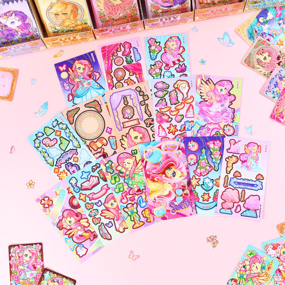 Pony Rourou Princess Landscaping Sticker Collage Card Collection Blind Box Peripheral Cards Quiet Book Girls Toys