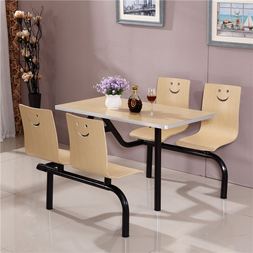 公司员工学校食堂工地不锈钢连体快餐桌椅小吃店一体四4人位组合 - 图2