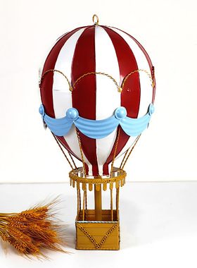 北欧复古热气球装饰摆件创意金属吊饰手工艺品摄影酒吧橱窗类