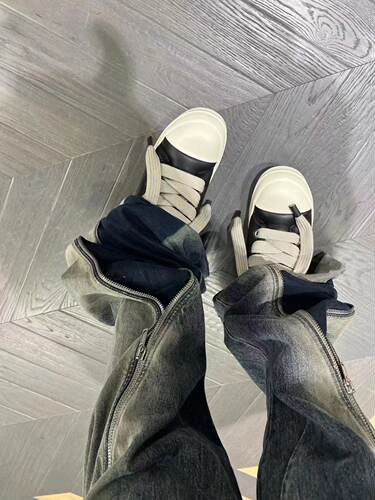 ROG RO出品新款胖丁面包鞋男女黑白暗黑粗鞋带低帮鞋OINCK OWEM - 图1