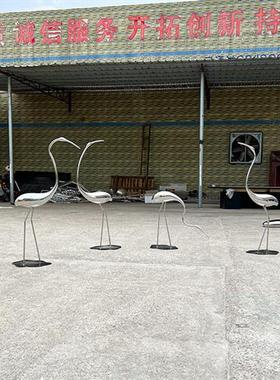 不锈钢白鹭抽象鸟金属仙鹤雕塑酒店售楼部庭院水池装饰摆件艺术品