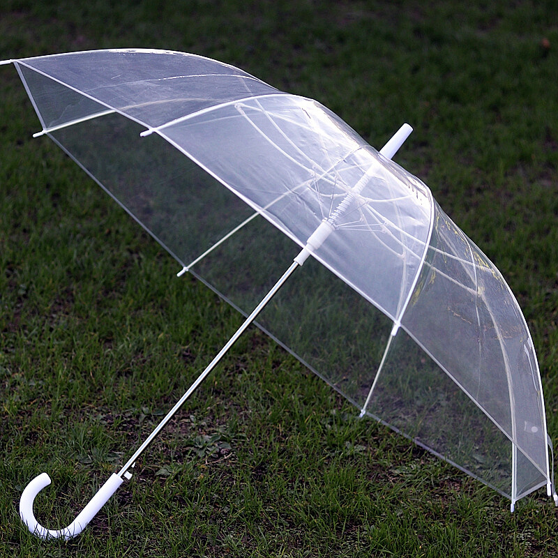 Qiutong强抗风男女加大纯透明雨伞 自动长柄双人用大伞情侣透明伞 - 图2