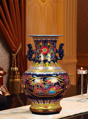 欧式景德镇陶瓷器花花瓶珐琅彩