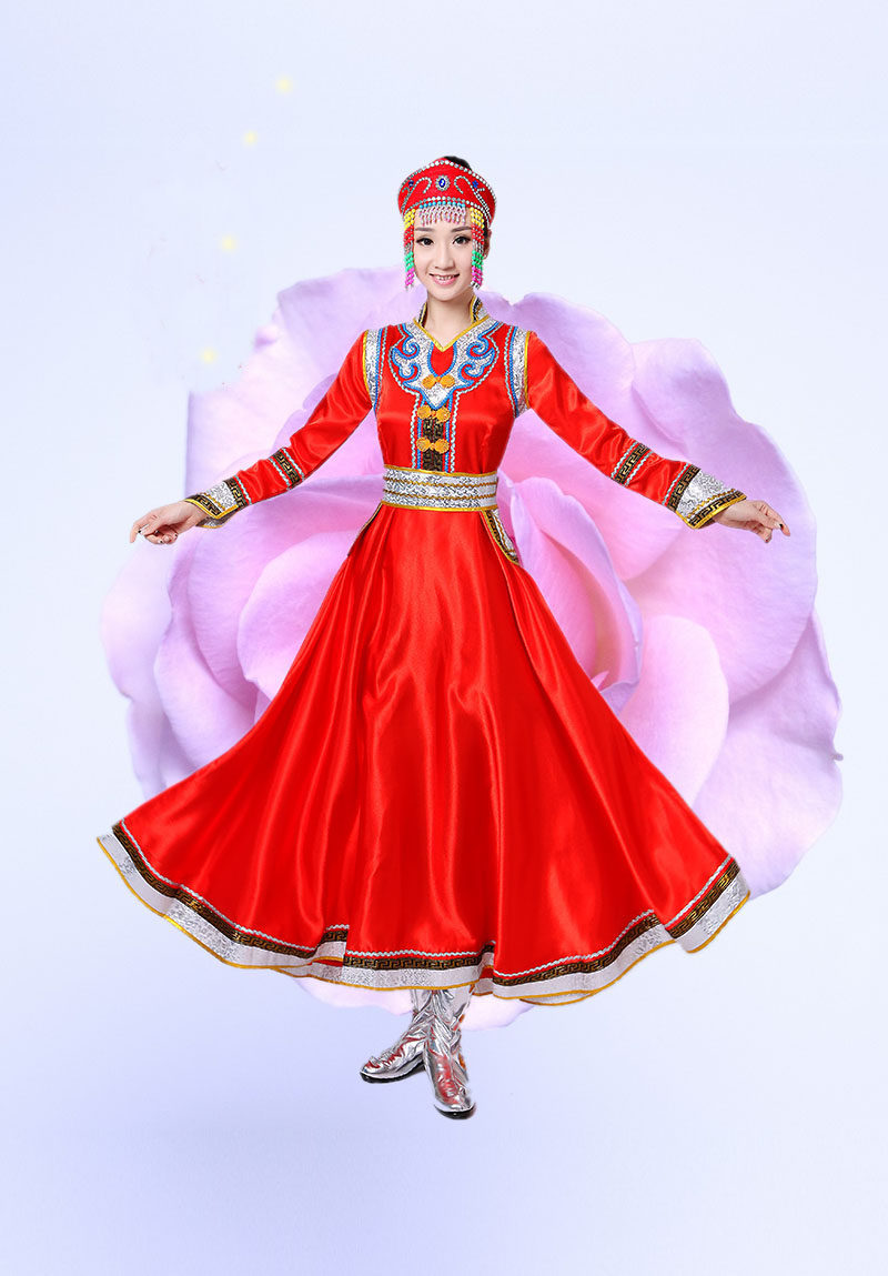 新款蒙古族成人女少数民族广场舞裙 酷馨菱民族服装/舞台装