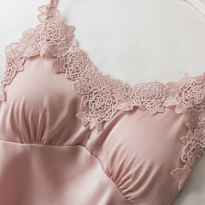 粉色性感可爱粉冰丝绸吊带睡衣裙 安娜锦睡衣/家居服套装