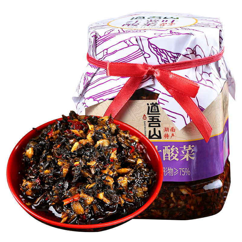 道吾山茶油红薯叶下饭咸菜自制农家腌制酱菜酸菜外婆菜800g大罐装