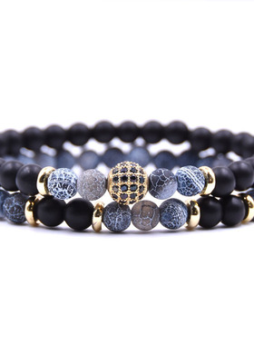 l Stone Wood Beads Rosary Hematite Cross Bracelets Onyx