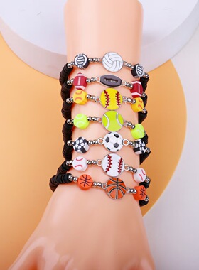 World Cup Ball Ser Rope Basketball Football Braided Bracelet