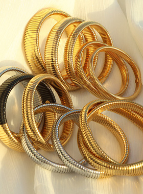 Waterproof Stainless Steel Retro Elasticity Thick Bracelet