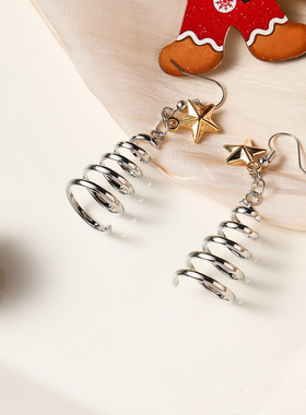 Christmas Geometry Cartoon Christmas Bell Pendant Earrings