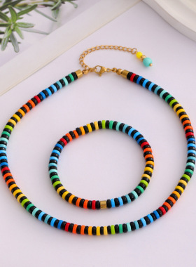 Alloy candy colored bracelet with Bohemian style bead DIY