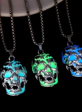 European and American long hip-hop luminous necklace