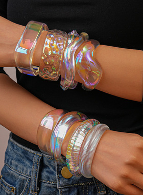 Bohemia Transparent Colorful Acrylic Opening Bangle