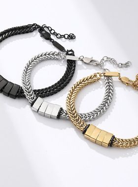 Titanium steel Cuban bracelet, men's name engraved bracelet