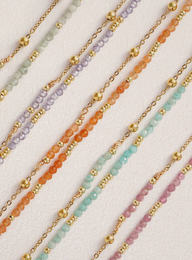 Bohemian style colorful natural stone bead bracelet