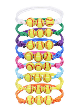 Handmade Softball Football Baseball Bracelet Beaded Hand Rop