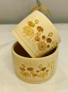 竹碗纯天然无漆竹制荷花碗家用吃饭大号碗防摔竹子竹筒蒸饭碗商用