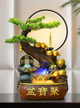 假山流水喷泉客厅循环水景观招财风水轮办公室生财桌面加湿器摆件