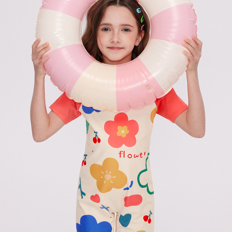 AMLLIVE儿童泳衣短袖连体保守可爱甜美女童游泳装,淘宝优惠券,粉丝福利购,淘宝优惠卷