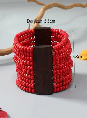 红色吉祥排串小米粒圆珠手链