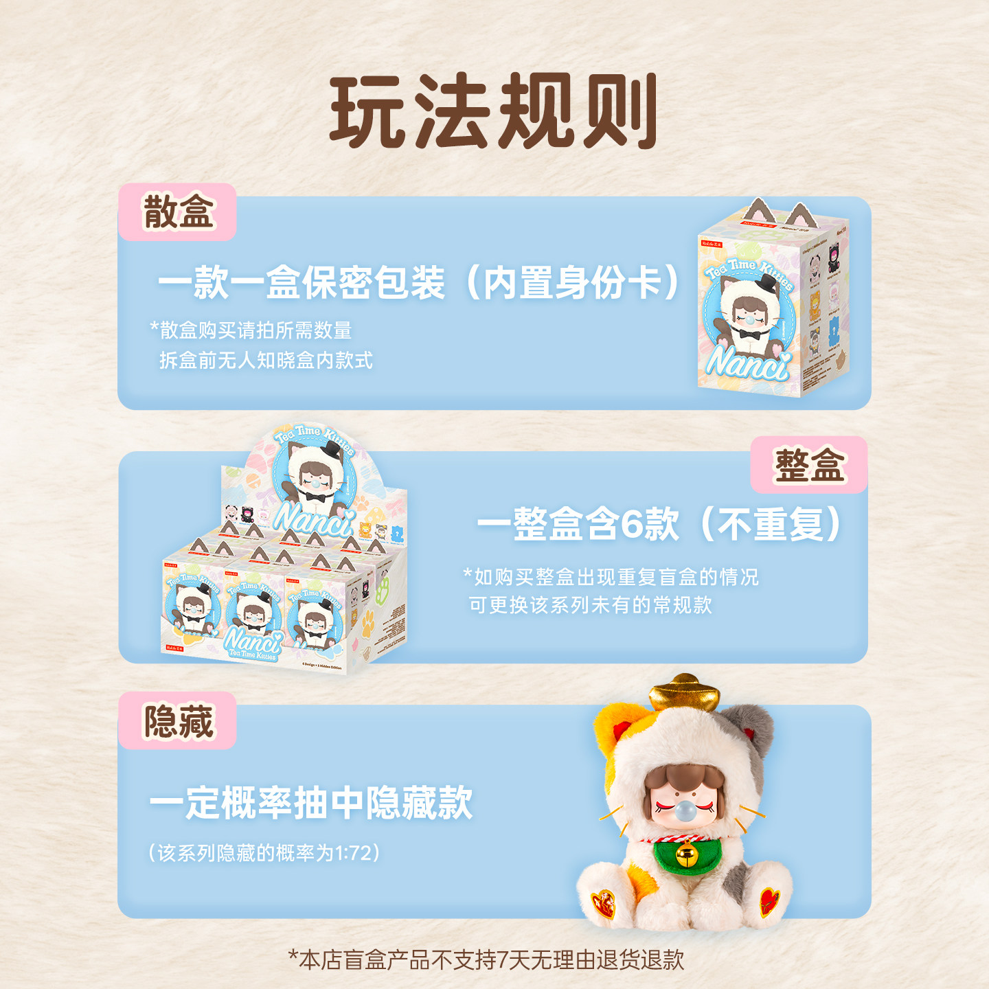 rolife若来Nanci囡茜茜喵喵下午茶系列毛绒盲盒小猫生日新年礼物,淘宝优惠券,粉丝福利购,淘宝优惠卷
