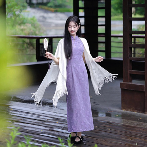 旗袍披肩外搭女2026新款春夏高级感配裙子波西米亚民族风流苏斗篷 - 图2