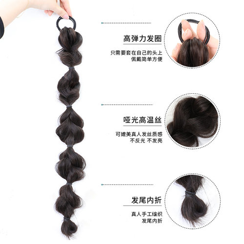 假发辫子马尾女麻花辫自然仿真发丝双马尾泡泡辫绑带拳击假辫子 - 图1