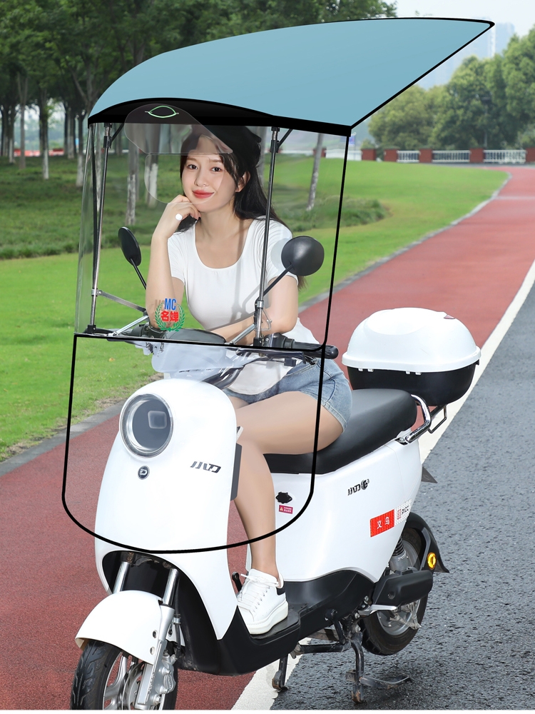 电动车雨棚篷新款可快拆卸折叠收缩电瓶车遮雨伞摩托车挡风罩防雨-图0