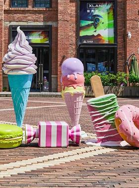 玻璃钢仿真冰淇淋棒棒糖雕塑户外马卡龙美陈商场甜品模型蛋糕摆件
