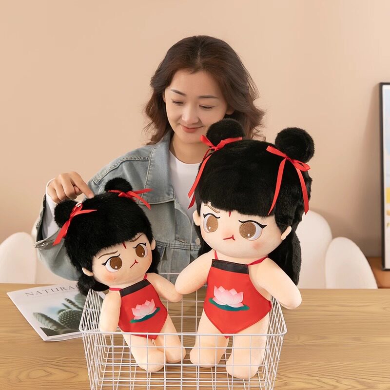 可爱哪吒毛绒玩具棉花娃娃女孩玩偶哪吒公仔女生抱枕儿童生日礼物