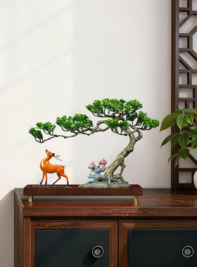 铜迎客松摆件招财办公室装饰开业