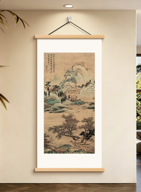 青绿山水宋代美学玄关卷轴装饰画