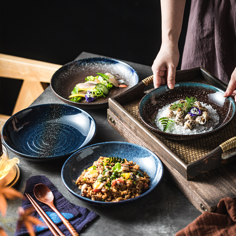 日式简约陶瓷盘菜盘家用大容量西餐盘熟肉盘鱼盘饺子盘炒饭盘面盘 - 图2