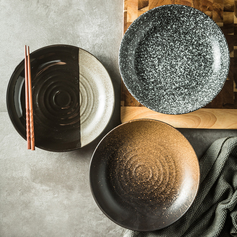 日式汤盘家用陶瓷菜盘碟子深盘装菜盘子吃饭盘子家用餐具碗盘套装,淘宝优惠券,粉丝福利购,淘宝优惠卷