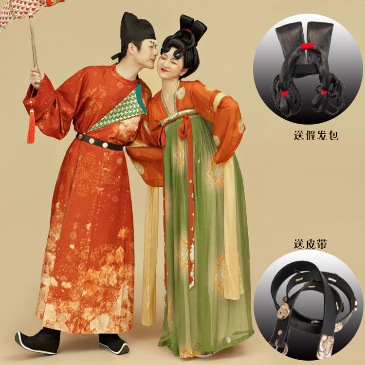 影楼主题写真唐宫夜宴复古唐朝汉服唐装男女情侣婚纱照走秀演出服_虎窝淘