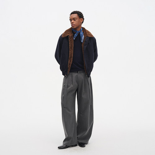 DIMC飘带条纹弯刀西裤春夏季宽松垂感直筒cleanfit休闲剑道长裤 - 图2