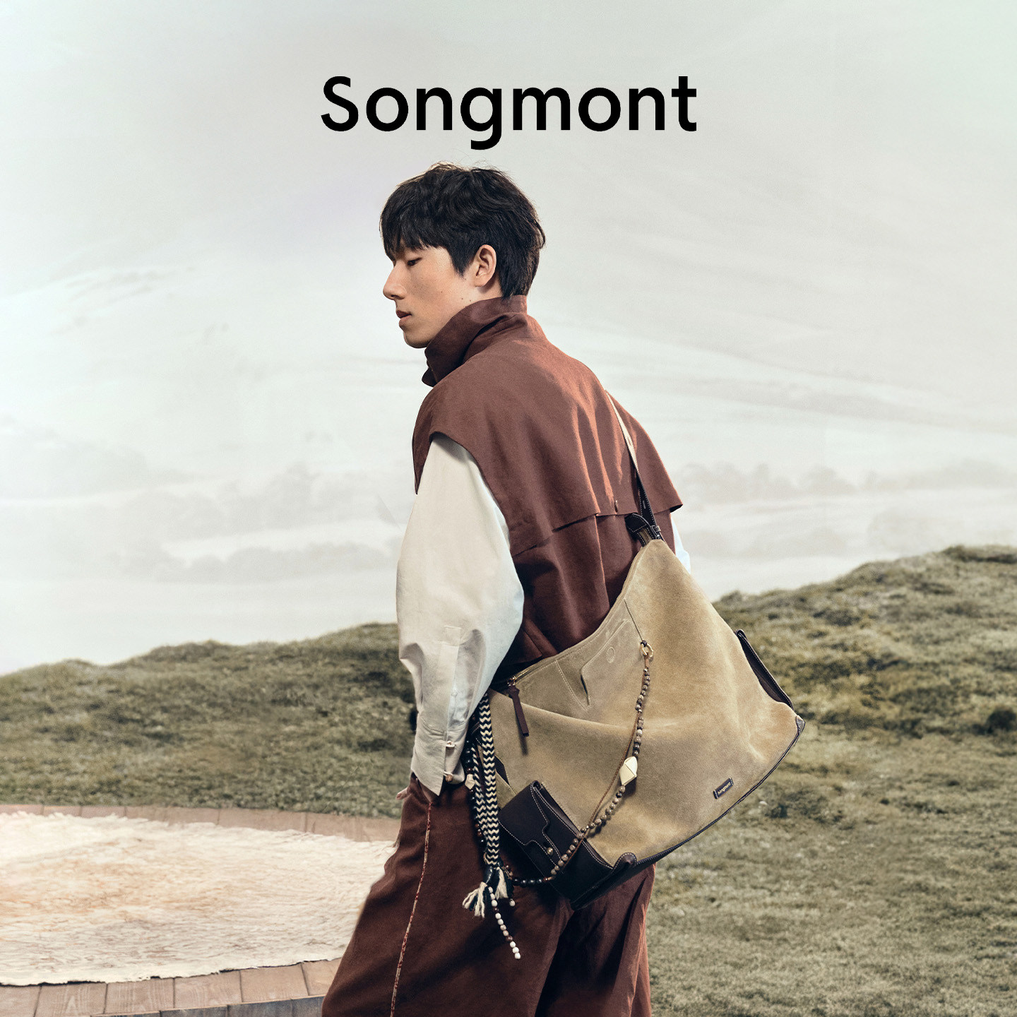 Songmont山下有松循迹旅行hobo包大容量牛皮男单肩斜挎背包电脑包
