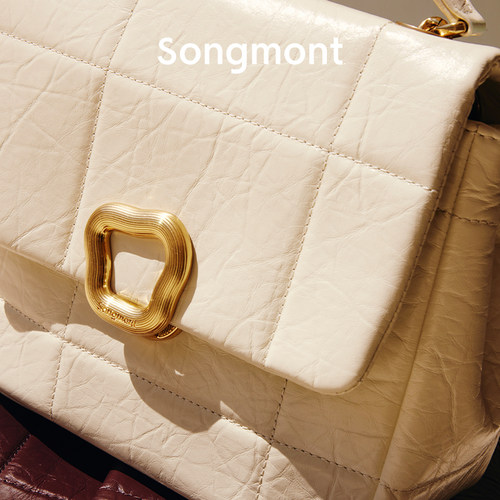 Songmont山下有松中号巧克力包系列云吞锁扣头层牛皮链条小方包 - 图3