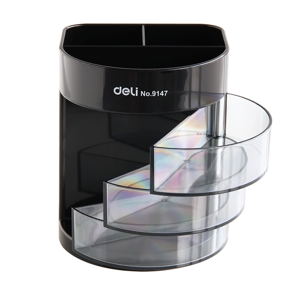 得力9147透明笔筒办公商务塑料创意收纳三层多功能笔筒可爱小物件收纳笔筒时尚收纳盒笔插文具收纳盒,淘宝优惠券,粉丝福利购,淘宝优惠卷